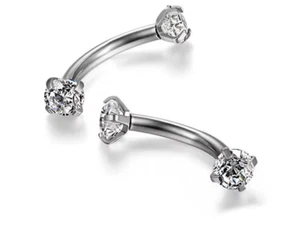 Eyebrow Piercing Double End Gem Curved Barbell Rook Lip Tragus Helix Bar Ring - Picture 1 of 6