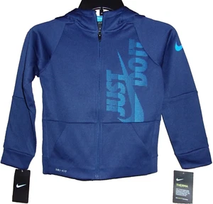 NIKE Young Men's THERMA Swoosh Blue Hooded Jacket Size: 7 NWT $45 - Picture 1 of 2