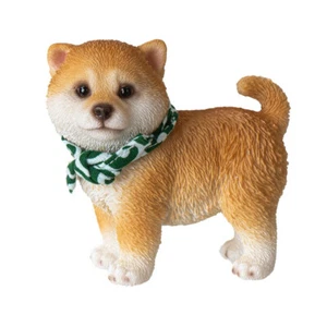 Mini estatuilla japonesa Shiba Inu cachorro perro con bufanda de pie 3,25" L - Imagen 1 de 2