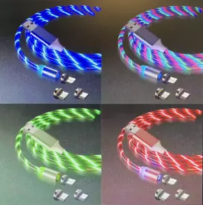 Cellphone USB Charging Cable Android iPhone 14 13 12 11 (3 IN 1) Magnetic GRN - Picture 1 of 5