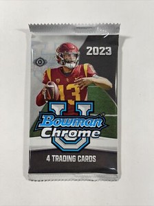 2023 Bowman Chrome U University Hobby Football Factory Sealed Pack From Box