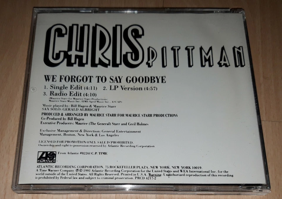 CHRIS PITTMAN - We Forgot To Say Goodbye - PROMO CD Single R&B Rnb MAURICE STARR - Bild 1 von 4