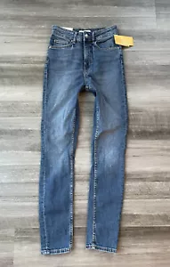 H&M Blue High Waist Skinny Jeans Size 4 NWT Medium Wash - Picture 1 of 7