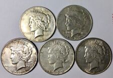 1925S 1926D 27D 28S & 1934D  Peace  Lot  Five Coins  mix  grade lot  better