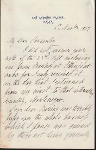 1887 MALTA, San Antonio Palace, ALFRED, Herzog von Edinburgh, 7p. an Sir H. Ponsonby - Bild 1 von 5