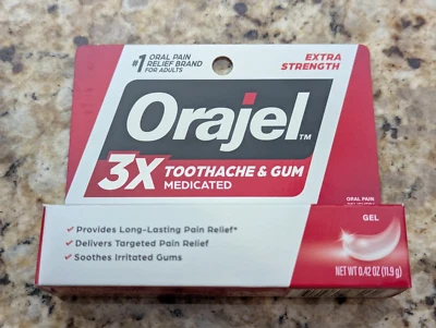 Orajel 3x Toothache & Gum Medicated Pain Relief Gel 0.42 oz exp: 06/26 - Image 1 of 4