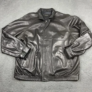 Bruno Magli Leather Jacket Mens 50 Brown Bomber Biker Luxury Italy - Picture 1 of 7