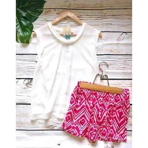 NEU NEU MIT ETIKETT Boutique heiß pink weiß Aztekenmuster Tasche Sommer Stretch Shorts Small - Bild 1 von 2