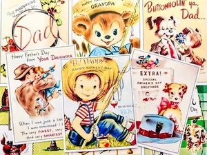 Juego de 9 PEGATINAS de arte collage retro vintage del día del padre - ¡Solo corte y use! - Imagen 1 de 2