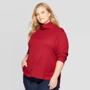 Rollkragenpullover Damen Übergröße - Ava & Viv - rot - verschiedene Größen - S677 - Bild 1 von 3