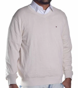 Tommy Hilfiger New Mens Mariner Stone Beige V Neck Sweater Large - Picture 1 of 2