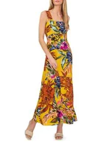 NWT Vince Camuto Women's Printed Tiered Smocked-Back Challis Maxi Dress - Picture 1 of 1