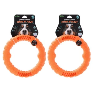 2PK Paws & Claws Orange Fetch N' Play Tugger/Bite/Chew 24cm Pet Dog Ring Toy LG - Picture 1 of 6