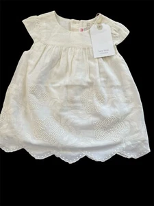 Vestido Zara Mini Nuevo Con Etiquetas Marfil Tejido Algodón Bordado Festoneado Completamente Forrado-3-6Mos - Imagen 1 de 6