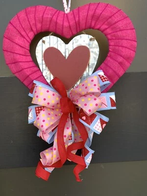 Valentine’s Day Wreath For Front Door Heart Shape With Large Bow Decor Or Gift - Image 1 of 4