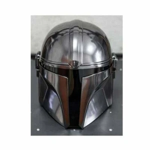 Steel Mandalorian Helmet With Liner and Chin Strap (For LARP/Costumes/Role Plays - Picture 1 of 6