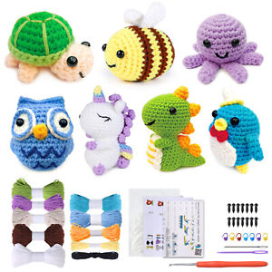 Crochet kit for a cute Animal DIY Toy - Dinosaur Bee Turtle for Beginners Gift