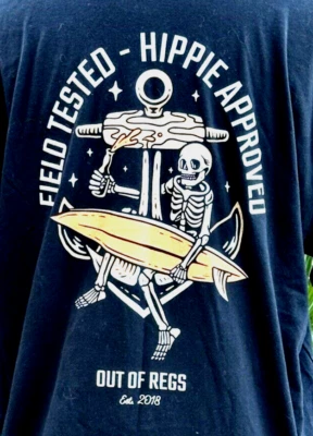 Camiseta Esqueleto Negra Aprobada por Hippie Probada en Campo Fuera de Plataforma XL Manga Corta Foto 1 de 3