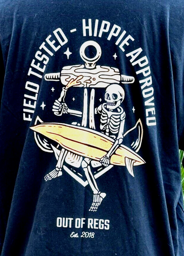 Camiseta Esqueleto Negra Aprobada por Hippie Probada en Campo Fuera de Plataforma XL Manga Corta Foto 1 de 3