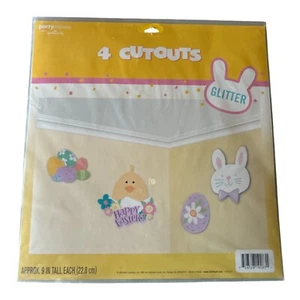 Party Express Hallmark Happy Easter Bunny Egg Glitter Cutout Decorations *New - Picture 1 of 2