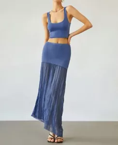 Commense Sea Breeze blau Patchwork Maxirock asymmetrisch XS - Bild 1 von 13
