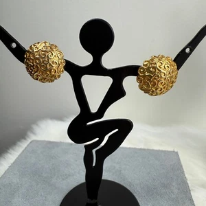 Gold Tone Circle Pierced Earrings .5" X .5" - Picture 1 of 6