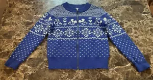 Disney x Gap Kids Mickey Mouse Sweater Fairisle XXL Full Zip Blue White - Picture 1 of 17