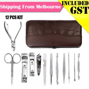 7/12Pcs Manicure Pedicure Stainless Nail Clippers Kit Set Cuticle Grooming Case - Picture 1 of 13