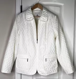 JM Collection Womens Sz L Jacket Ivory Quilted Zip Front Cottage Granny Core - Picture 1 of 11