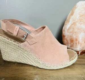NEW Toms Monica Women's Suede Espadrille Wedge Platform Sandals Blush Pink -9.5 - Picture 1 of 7
