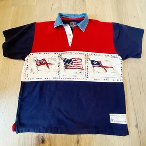 Camisa Polo Grande De Colección CHAPS Ralph Lauren Clásicos Americanos Para Hombres Banderas Americanas - Imagen 1 de 17