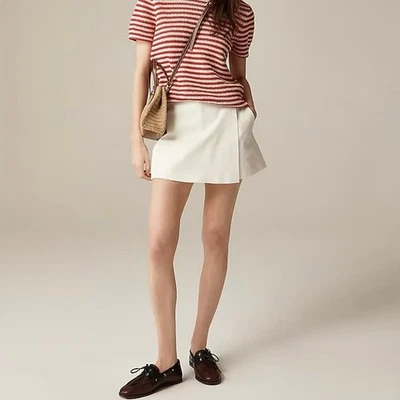 NWT J.Crew Wrap-Front Skort In Bi-Stretch Cotton Blend Ivory Size 2  - Image 1 of 4