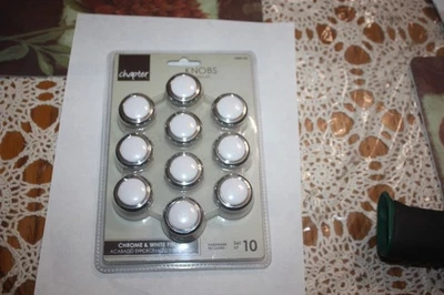 Mainstays Cabinet Knob, Chrome/White, 10 Pack - Image 1 of 4