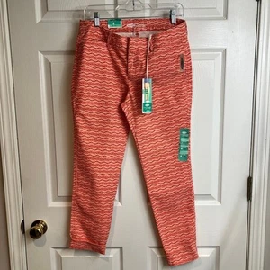 Old Navy Pixie Ankle Length Pants Coral Graphic Fish Print Womens Size 4 Stretch - Picture 1 of 13