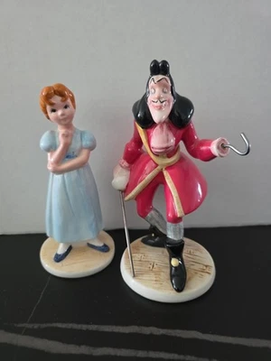 Disney Peter Pan Captain Hook Evil Villain & Wendy Ceramic Figurine Mint  - Image 1 of 4