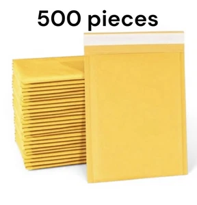 500 Pieces #000 4x8" Uline Gold Bubble Mailer Shipping Envelope Self-Seal - Picture 1 of 1
