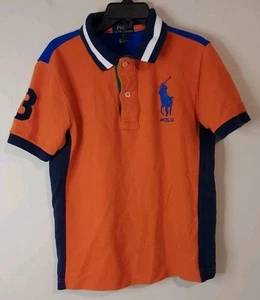 Ralph Lauren Polo Boy's Sz 7 Orange Pullover Shirt Big Pony Logo #3 Short Sleeve - Picture 1 of 15