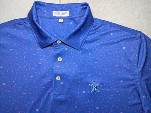 Peter Millar Men's Medium Polo Golf Shirt Blue Summer Comfort Fish Print K Logo - Picture 1 of 6