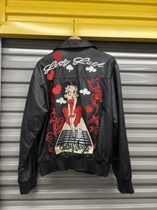 Vintage Betty Boop Rare Authentic Apparel Leather Bomber Jacket Fits XS/S - Picture 1 of 5