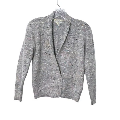 Vtg Angora Wool Cropped Cardigan Small Y2K Coquette Soft Girl 90s Shawl Collar - Image 1 of 4