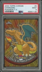 2000 TOPPS CHROME Pokemon TCG Charizard #6 Pokemon T.V. PSA 9 - Picture 1 of 2
