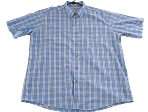 LL Bean traditionelle Passform blau kariert faltenfreie Taschen Kurzarm Hemd 2XL - Bild 1 von 9