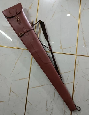 Hunting Shotgun Gun Slip Genuine Leather Rifle bag Case Shooting Padded Carry - Image 1 of 4