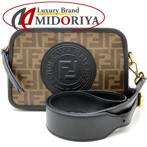 Borsa a tracolla Fendi Camzucca 8Bt287 rivestita in pvc tela x pelle marrone nero 35245