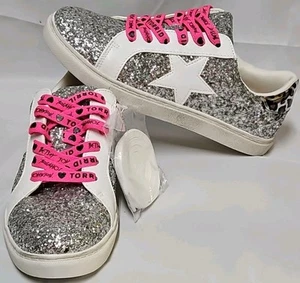 Torrid Betsey Johnson Silber Glitzer Used-Look Sterne Sneakers 7,5 Weite Leopard - Bild 1 von 13