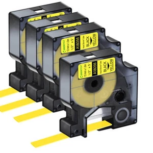 Etiqueta de tubo termorretráctil compatible DYMO 18056 1/2" amarillo para Rhino 4200 5200 4PK - Imagen 1 de 24