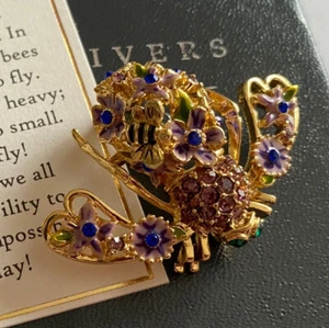 Prendedor de abeja vintage nuevo en caja Joan Rivers colección privada broche jardín fiesta abeja - Imagen 1 de 12