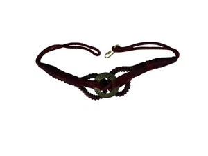Vtg Accessory Design Rope Belt Size S/M Maroon Red Green Braided Metal Detail - Picture 1 of 8