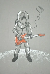 Gap Boy's Size XL Light Gray T-Shirt Graphic Shark Astronaut Guitar Rockstar - Picture 1 of 6