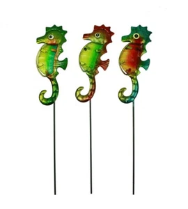 HAAC Gartenstecker Seepferdchen aus Metall 30 cm mit Erdspieß Farbe bunt Sommer - Bild 1 von 2